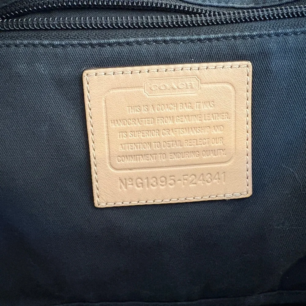 Coach Black Tote with Tan Leather Trim